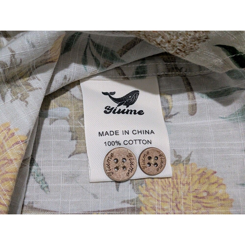Yiume Shirt Mens XL Hawaiian Dandelions and Dragonflies - Picture 7 of 7